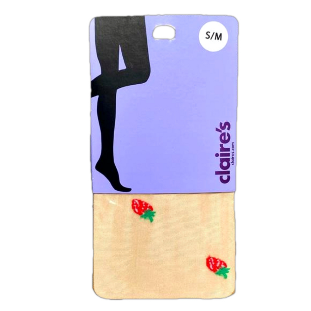Claire's Strawberries Footed Legging Tights - Size Small/Medium - NWT